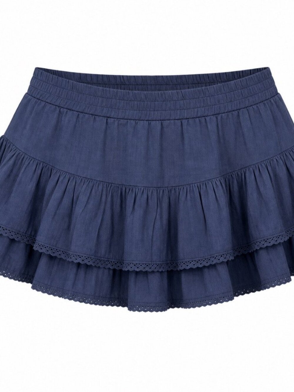 Nordstrom Brass Plum BP Blue Indigo Ruffle Mini Skirt Size M